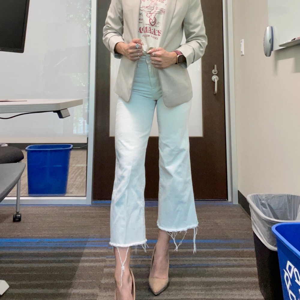 Zara high waist white culotte jeans